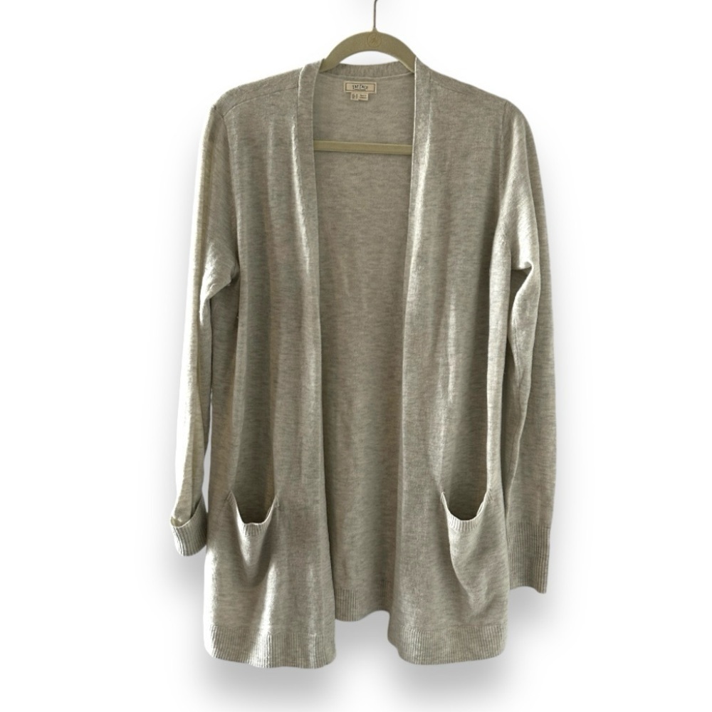 FatFace Oatmeal Knit Open Front Long Cardigan Women's Size 12 Edge To Edge Comfy